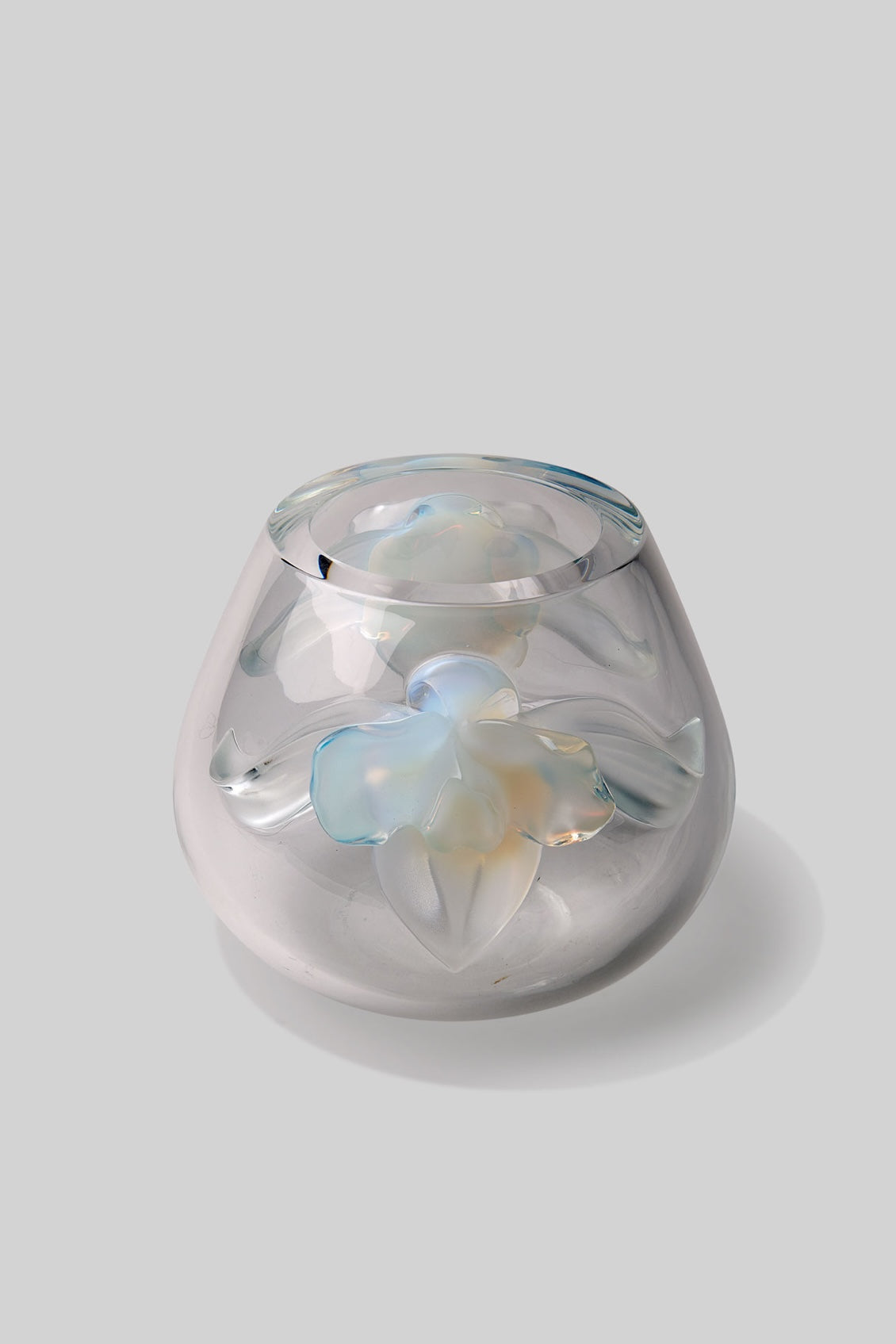 Lalique Crystal Orchidee Vase - Opalescent Clear