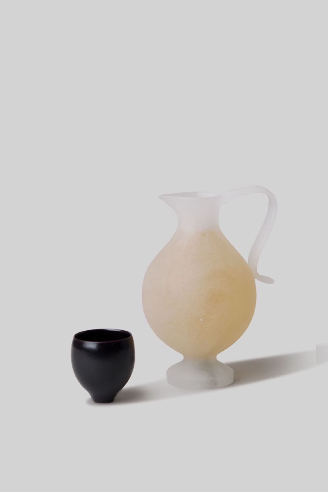 Pâte de Verre Glass Pitcher Vessel - Pale White