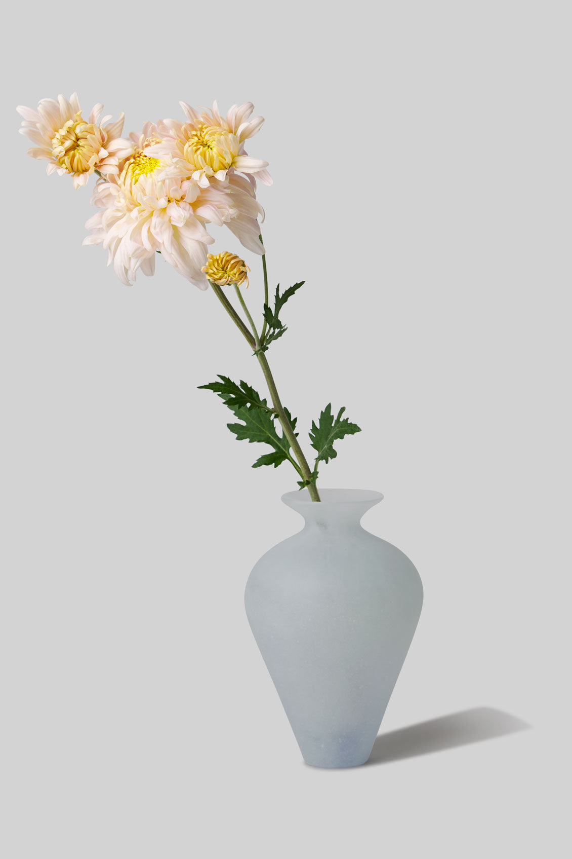 Pâte de Verre Glass Tall Vase - Pale White