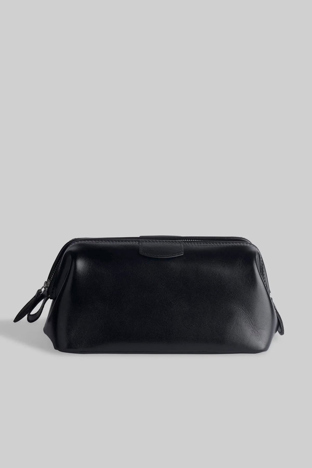 Box-Calf Leather Framed Vanity Bag - Black