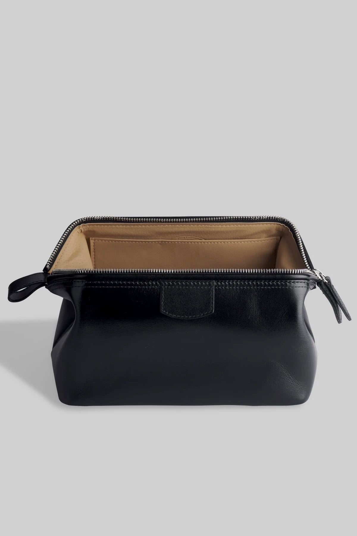 Box-Calf Leather Framed Vanity Bag - Black