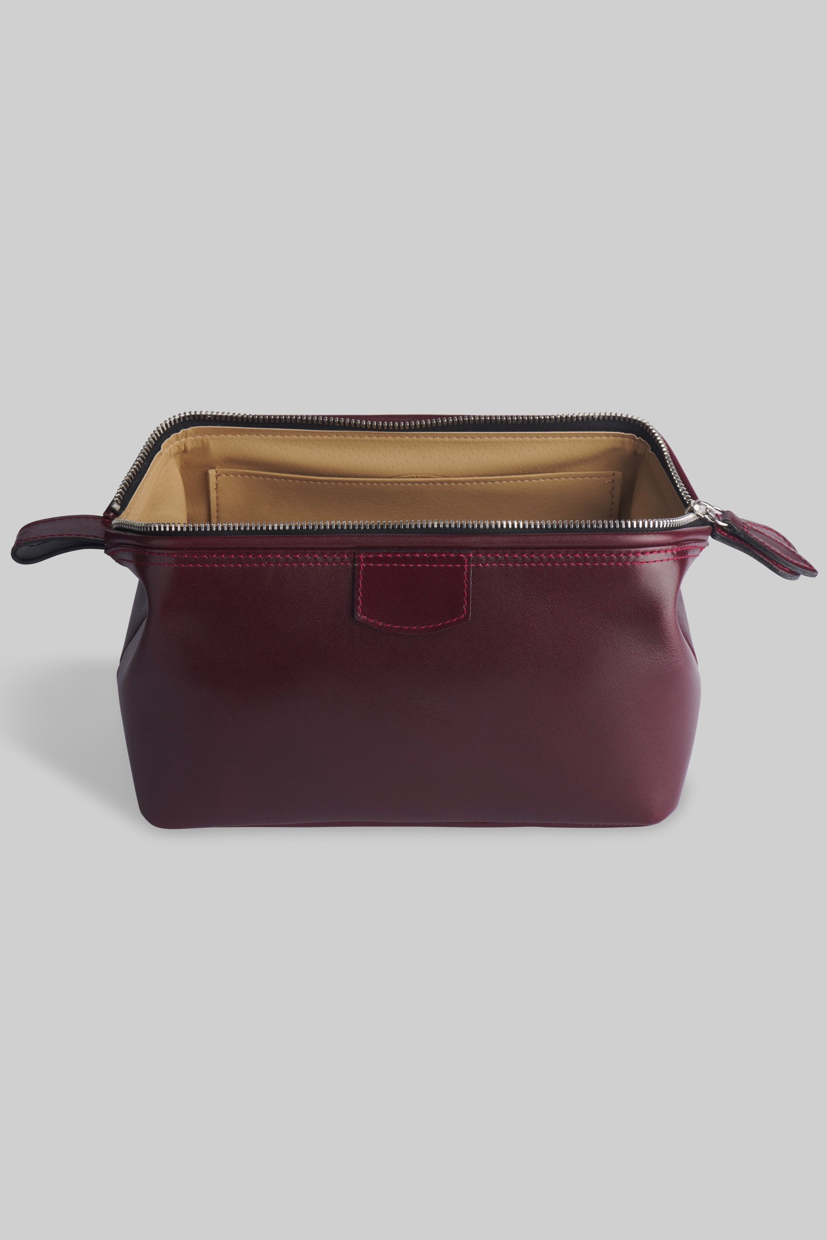 Box-Calf Leather Framed Vanity Bag - Wine