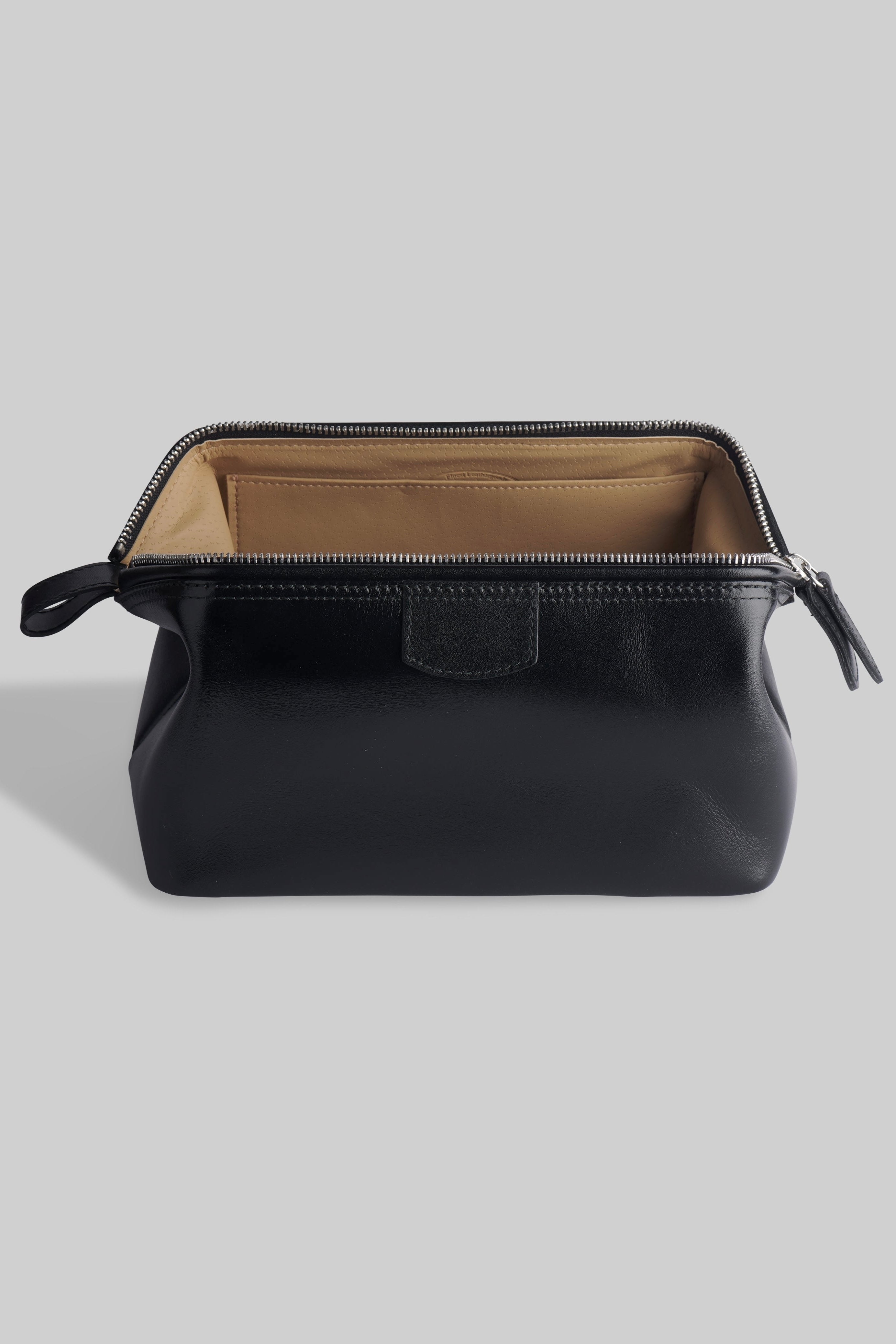 Box-Calf Leather Framed Vanity Bag - Black