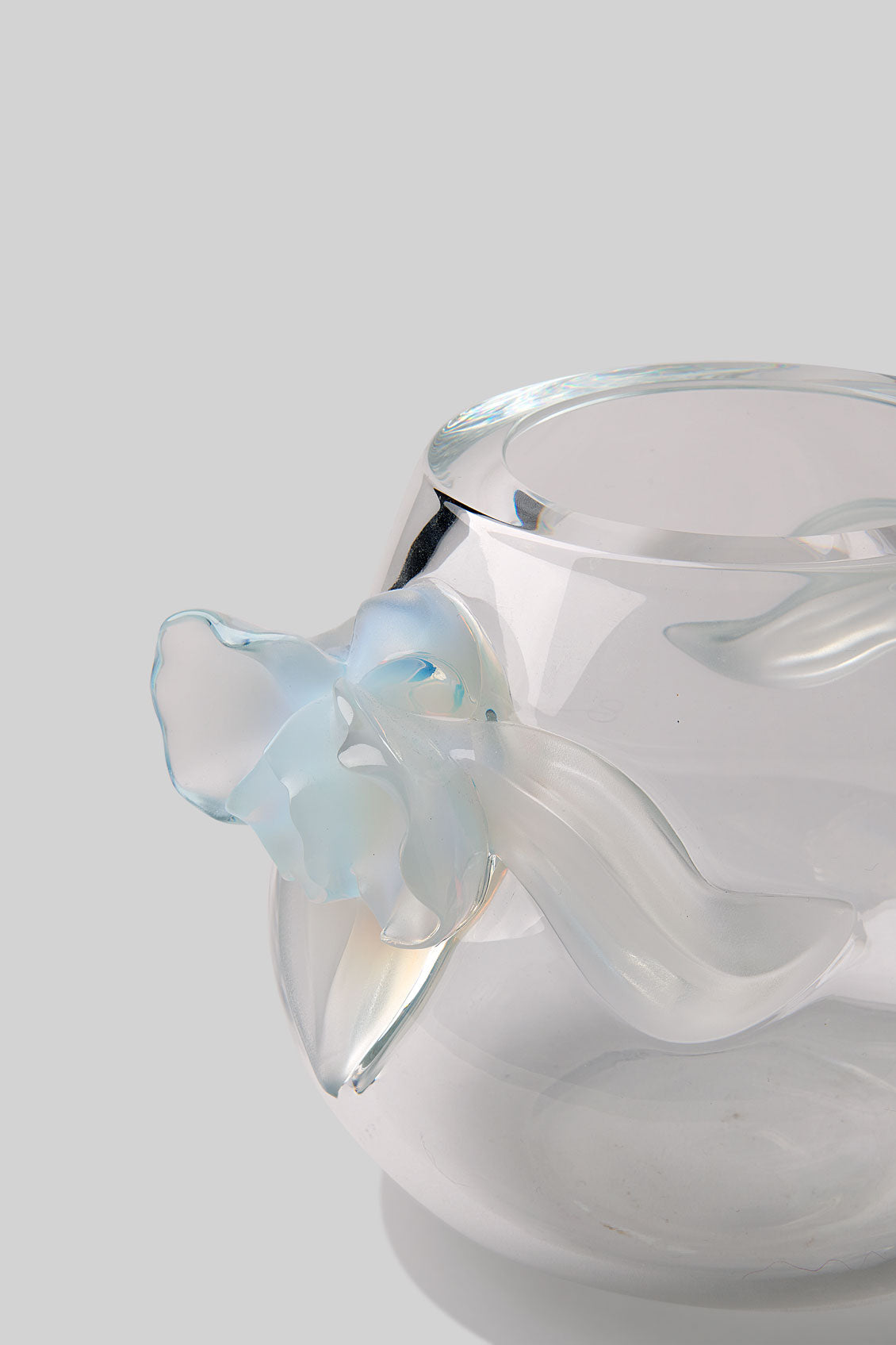 Lalique Crystal Orchidee Vase - Opalescent Clear