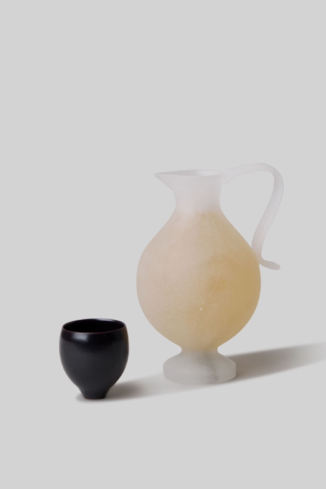 Pâte de Verre Glass Pitcher Vessel - Pale White