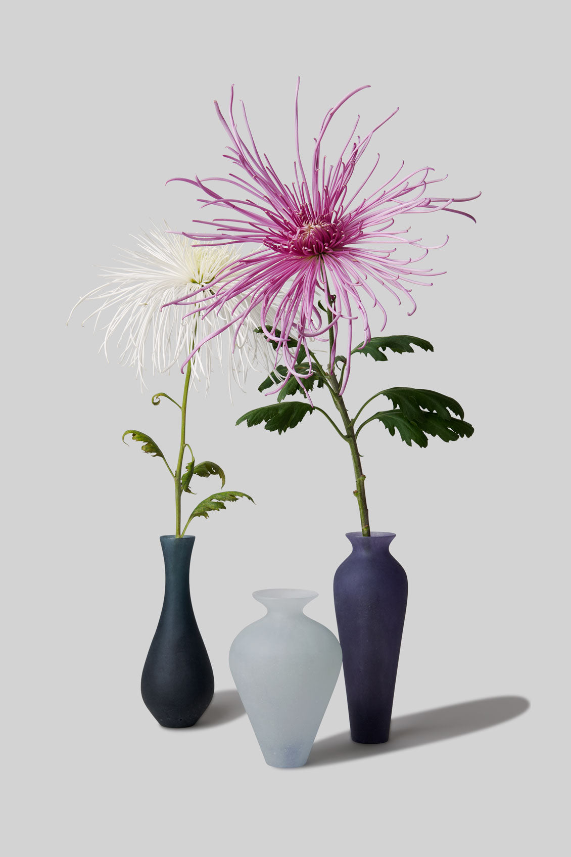 Pâte de Verre Glass Tall Vase - Navy Blue