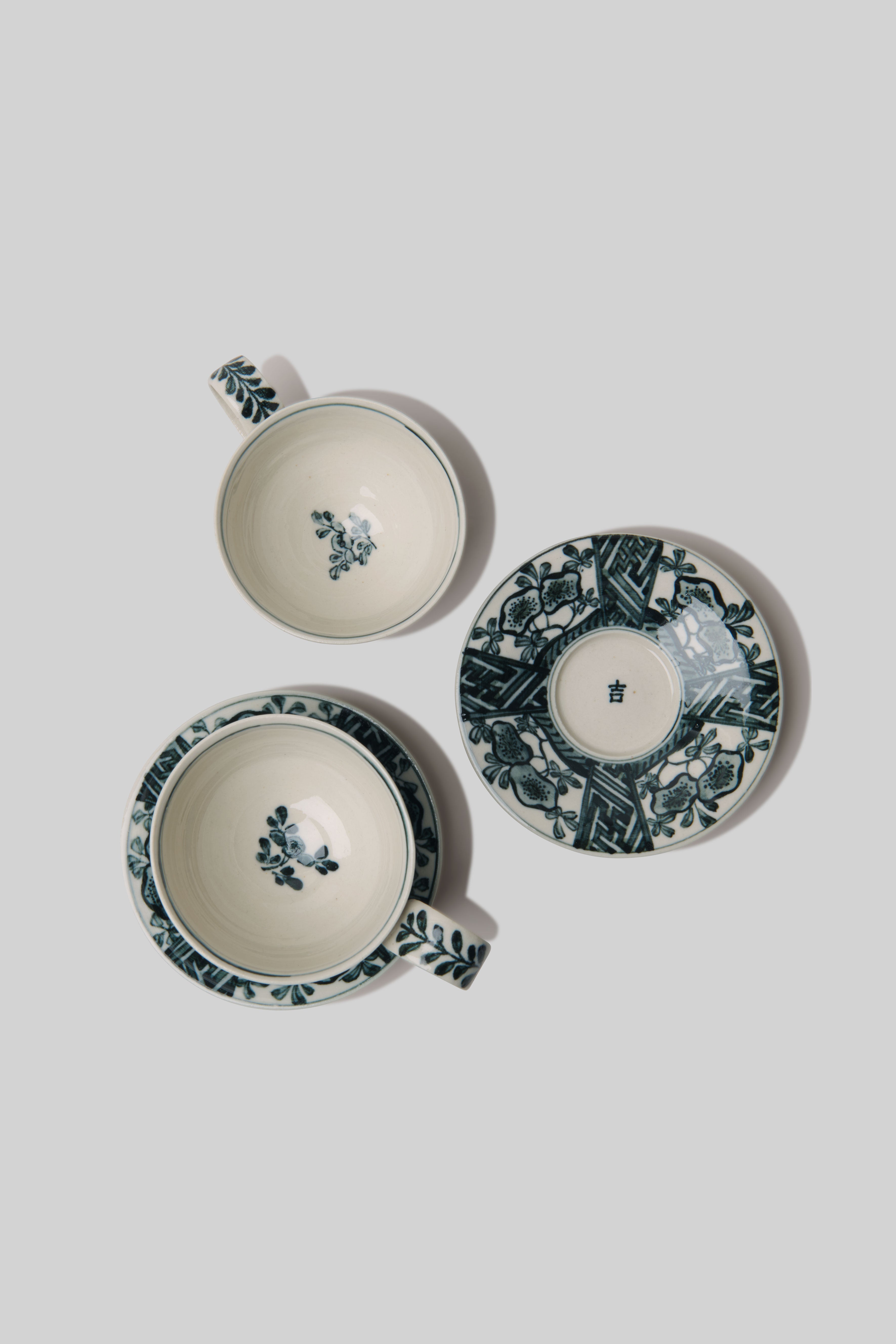 Floral Ceramic Espresso Cup and Saucer - Set of 2