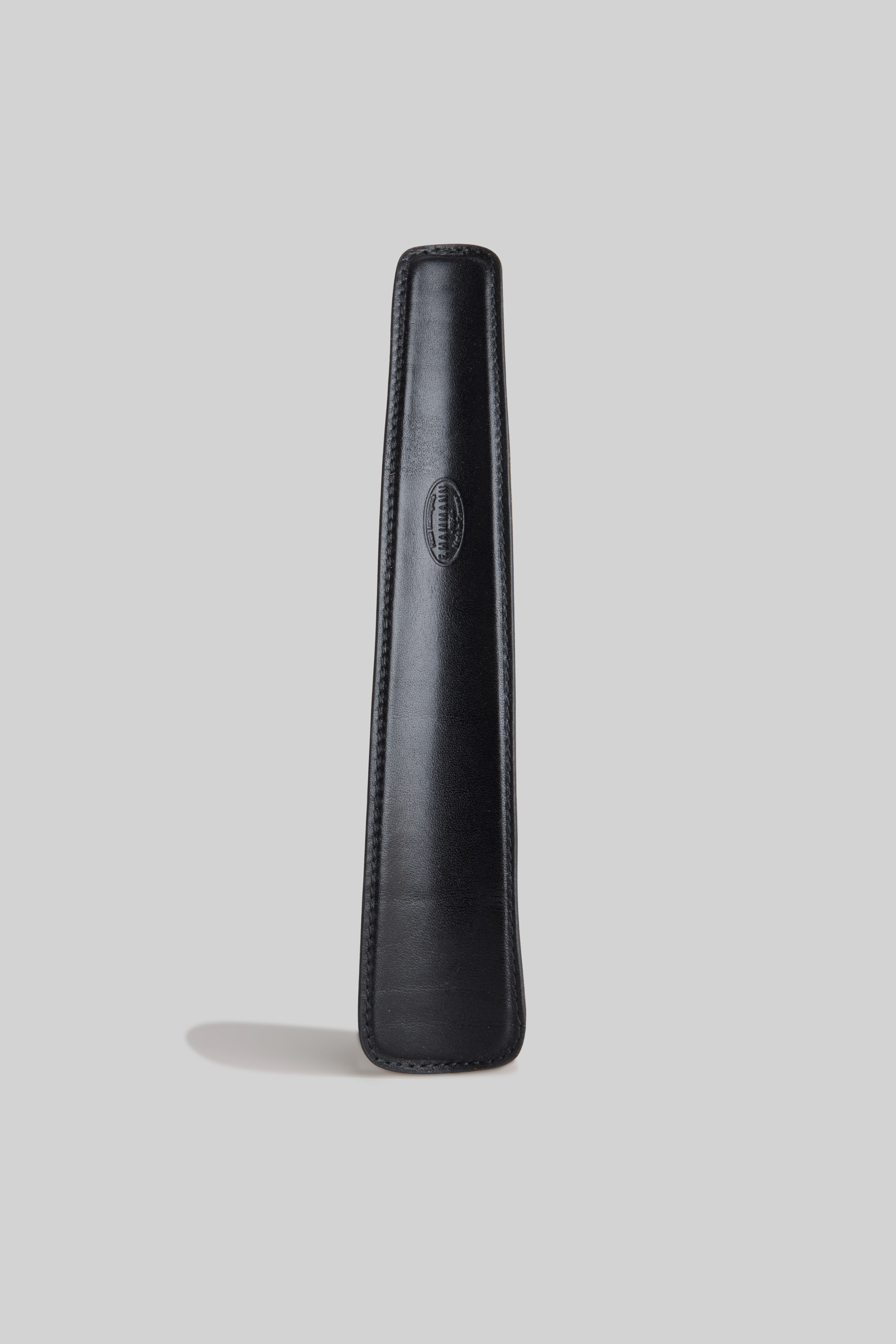 Box-Calf Leather Shoehorn - Black