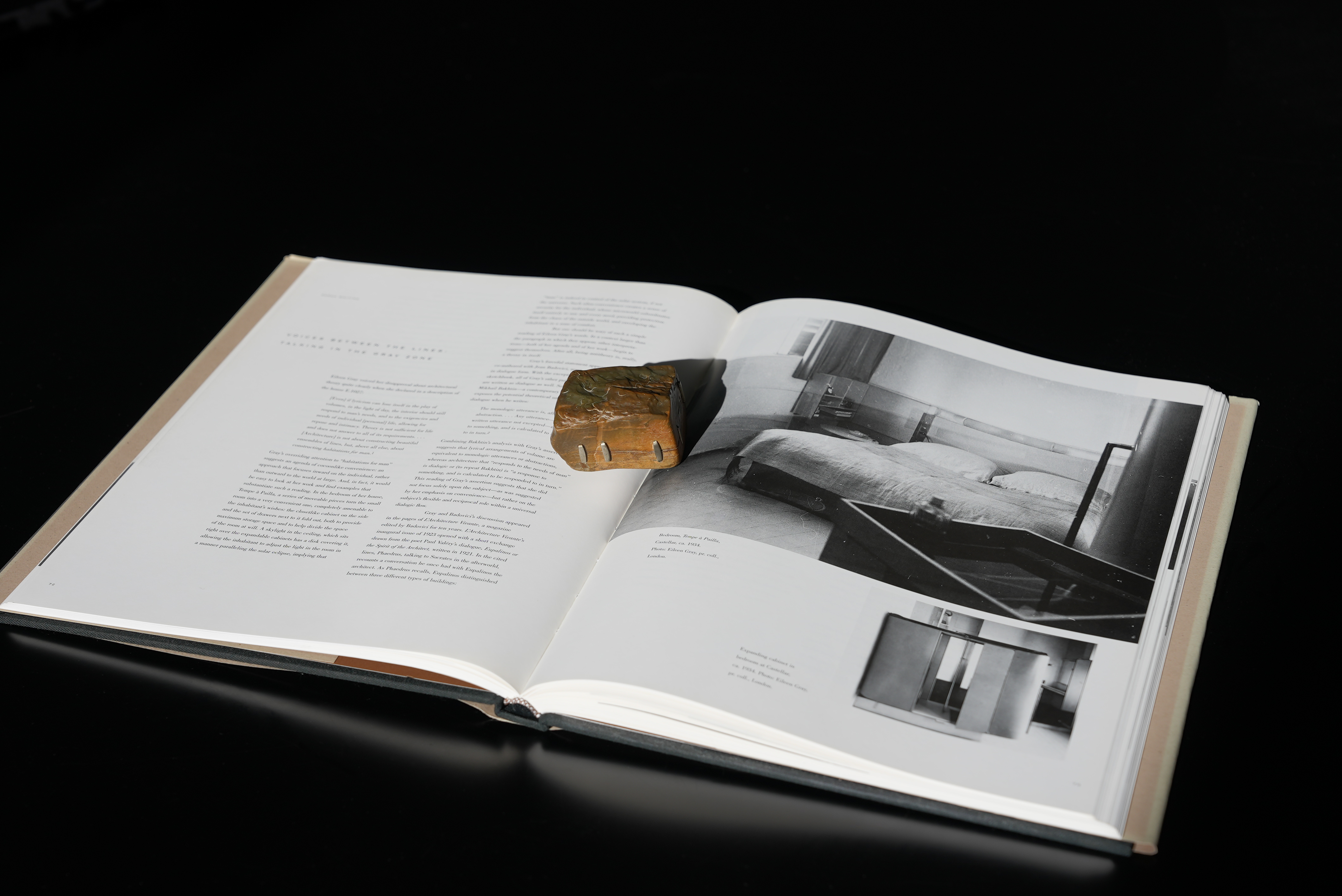 Stone Brass-Pinned Sculptural Paperweight