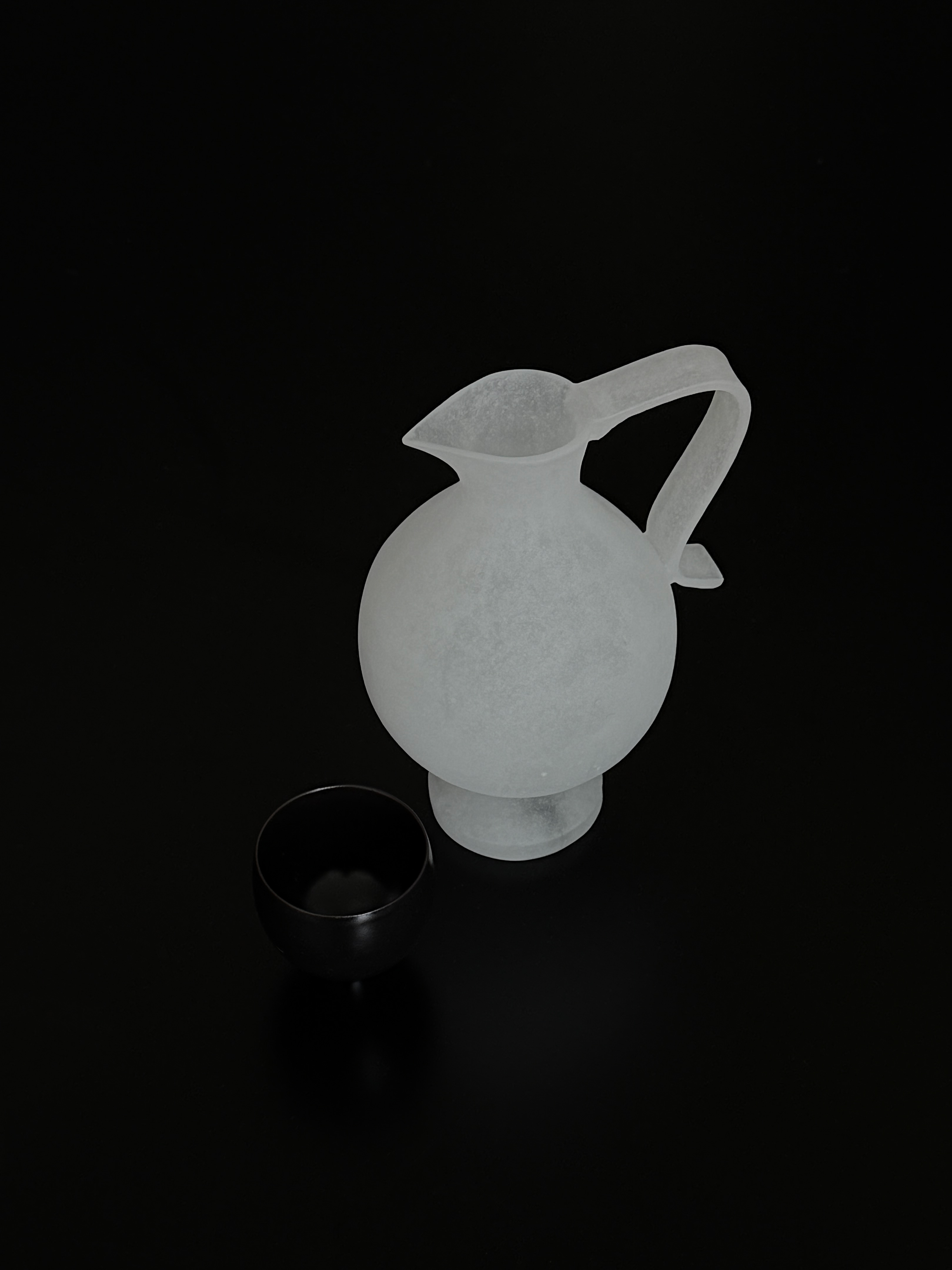 Pâte de Verre Glass Pitcher Vessel - Pale White