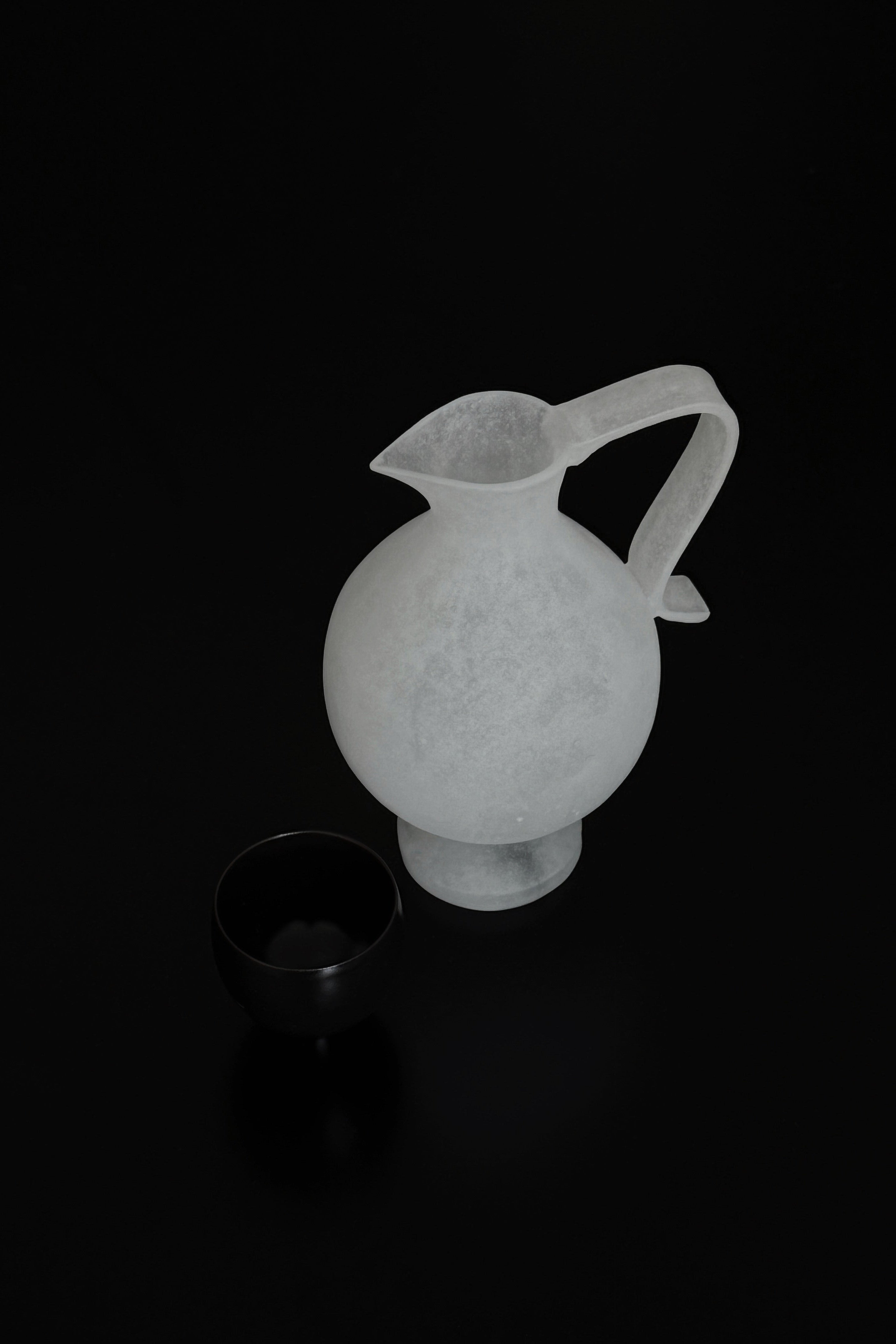 Pâte de Verre Glass Pitcher Vessel - Pale White