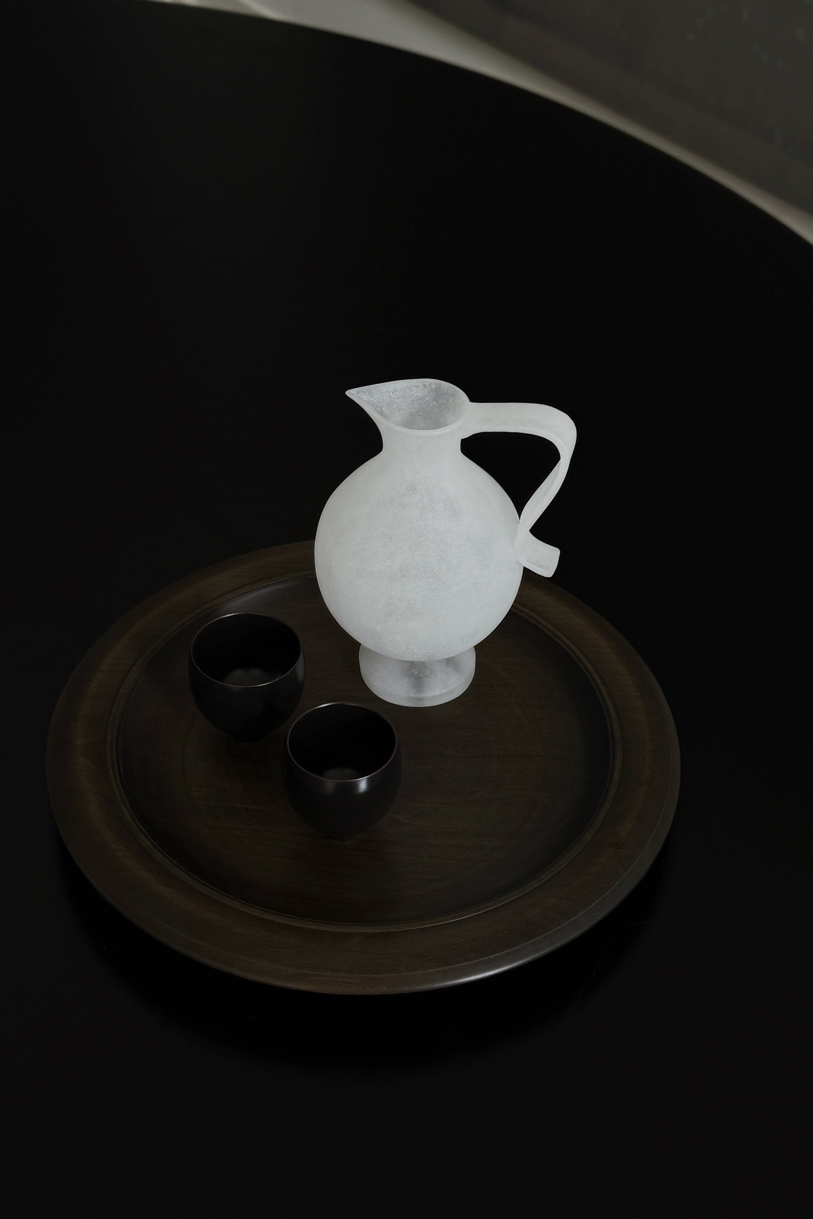 Pâte de Verre Glass Pitcher Vessel - Pale White