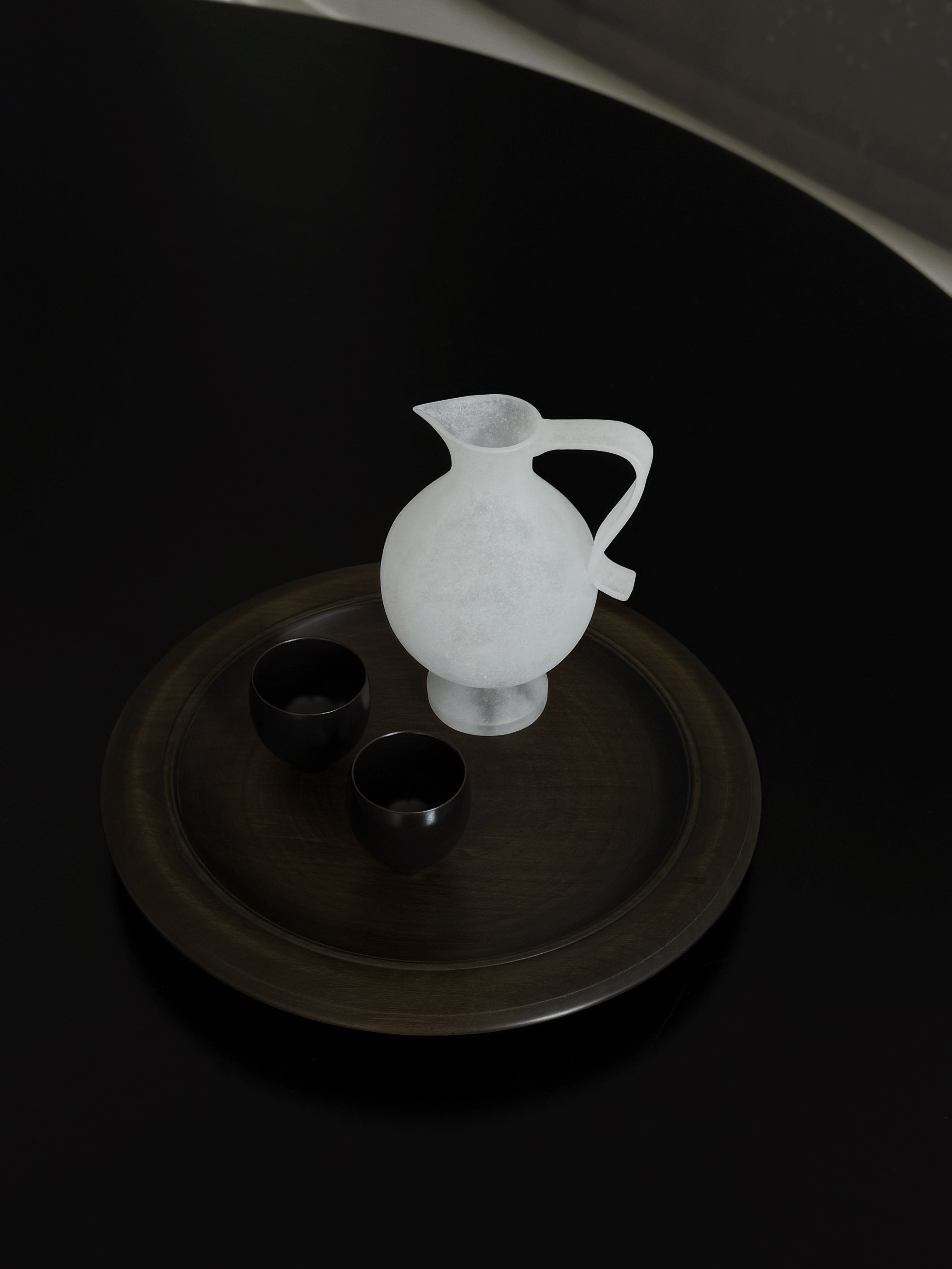 Pâte de Verre Glass Pitcher Vessel - Pale White