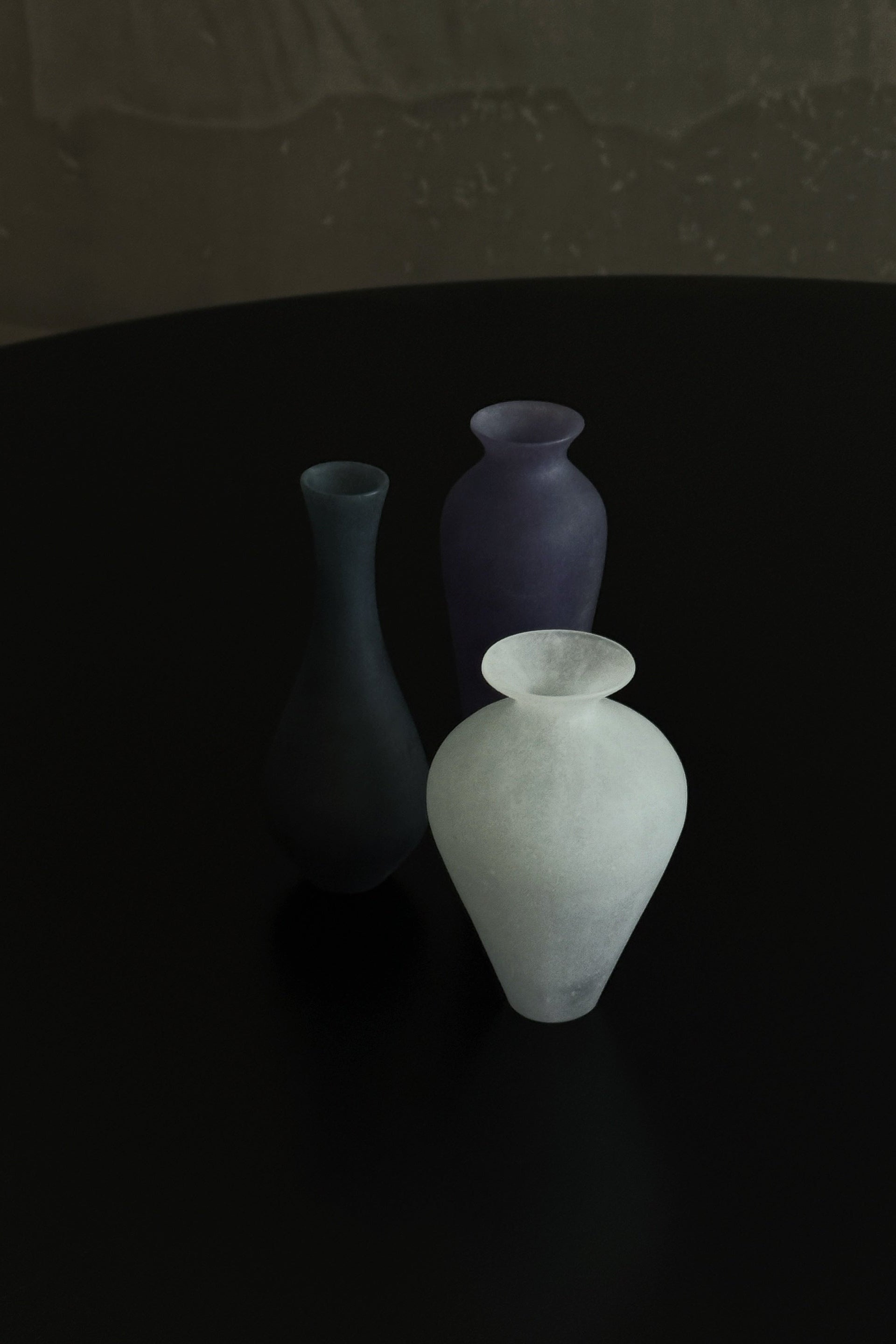 Pâte de Verre Glass Tall Vase - Navy Blue